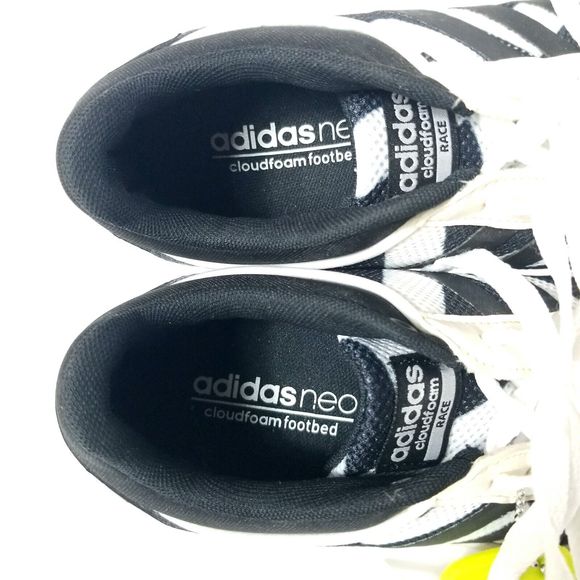 ADIDAS NEO CLOUDFOAM Women US 7 BLACK WHITE Geometric Running SNEAKERS AW5284 - Picture 6 of 10